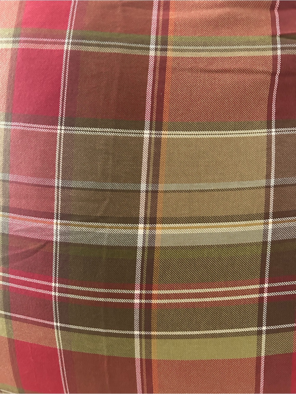 Pottery Barn Tartan Plaid Euro Pillow Cover Red Green.